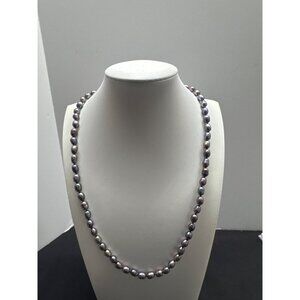 Vintage Gray Pearl Necklace With Gold-Plated Ornate Clasp 18 Inches
